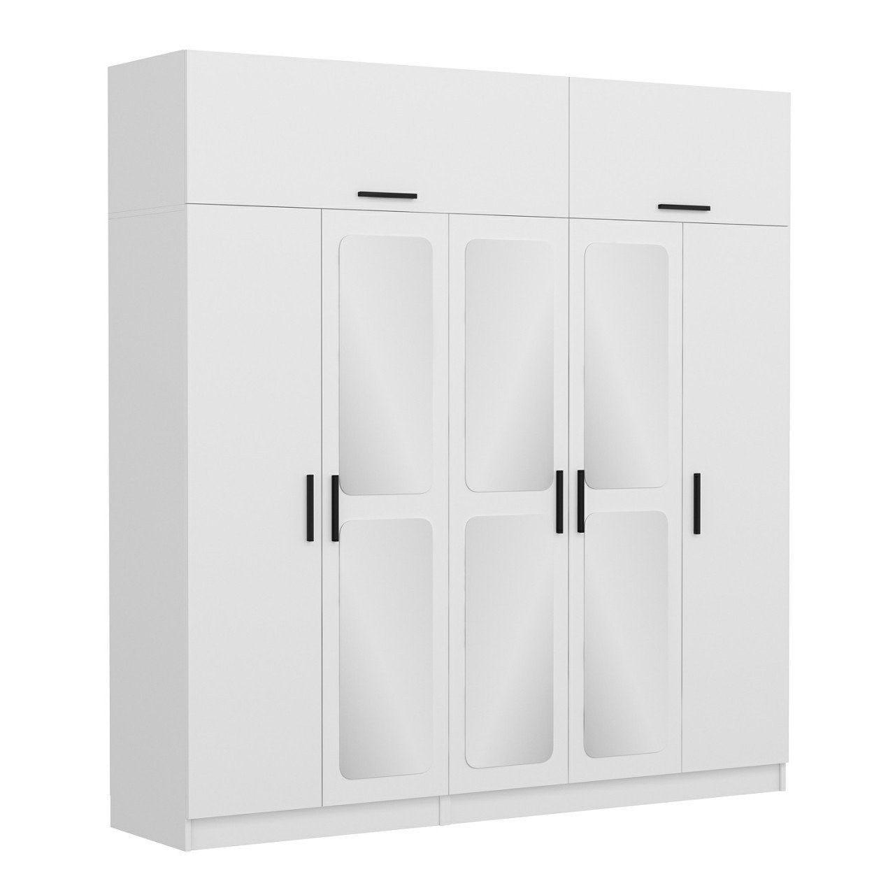 Armoire 7 portes et 6 miroirs Sanur L225xH255cm Blanc