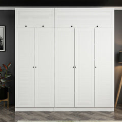 Armoire haute 5 portes battantes et 2 portes basculants Kuta L225xH235cm Bois Blanc