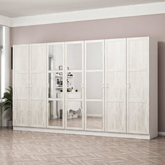 Armoire 7 portes et 9 miroirs modèle 1 Parai L315xH190cm Blanc