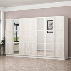 Armoire 7 portes et 9 miroirs modèle 1 Parai L315xH190cm Blanc