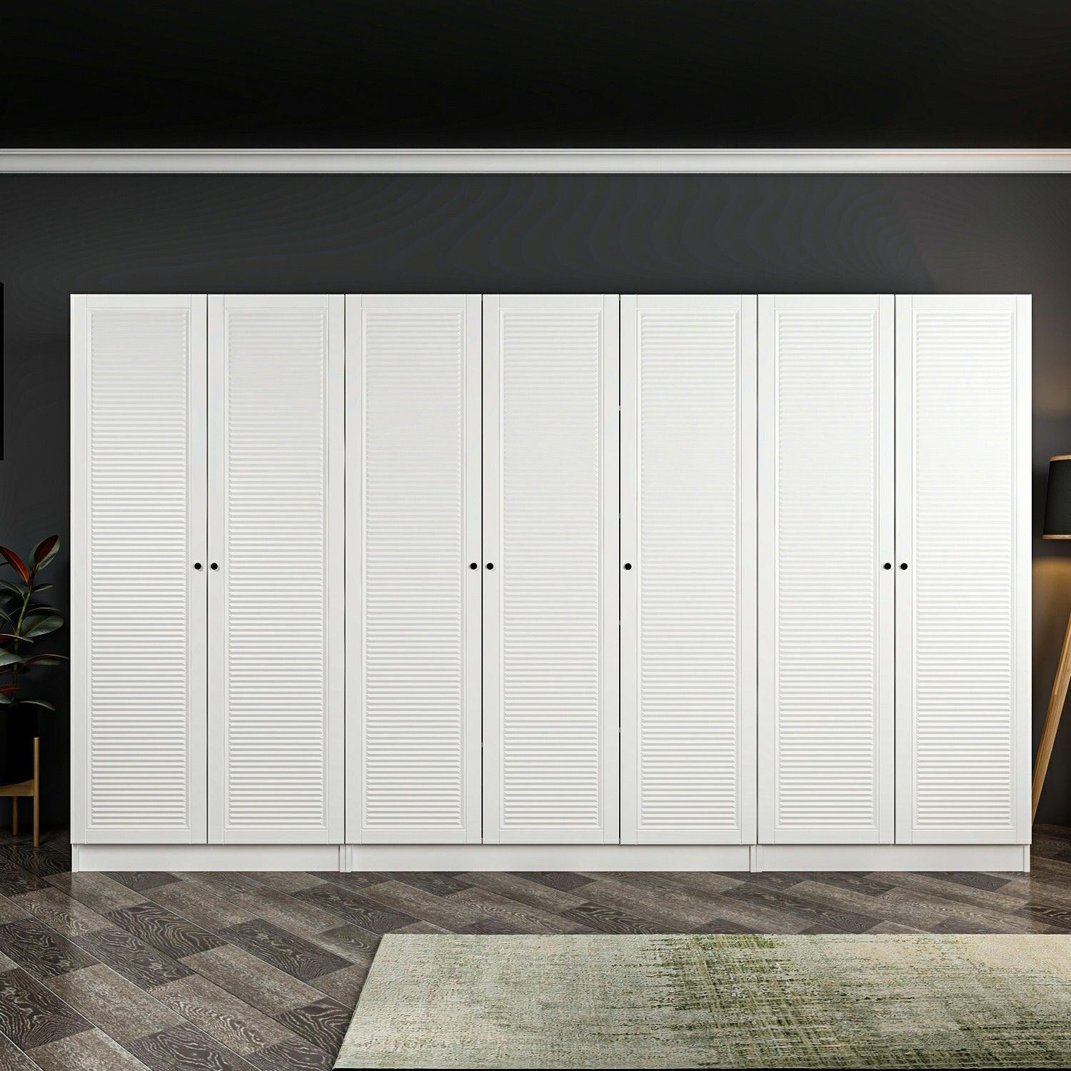 Armoire 7 portes Modèle 2 Kuta L315xH190cm Bois Blanc