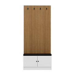 Meuble d'entrée Lianne L90xH210cm Bois clair et Blanc