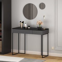 Console moderne 2 tiroirs avec 2 miroirs Tokel L105cm Anthracite