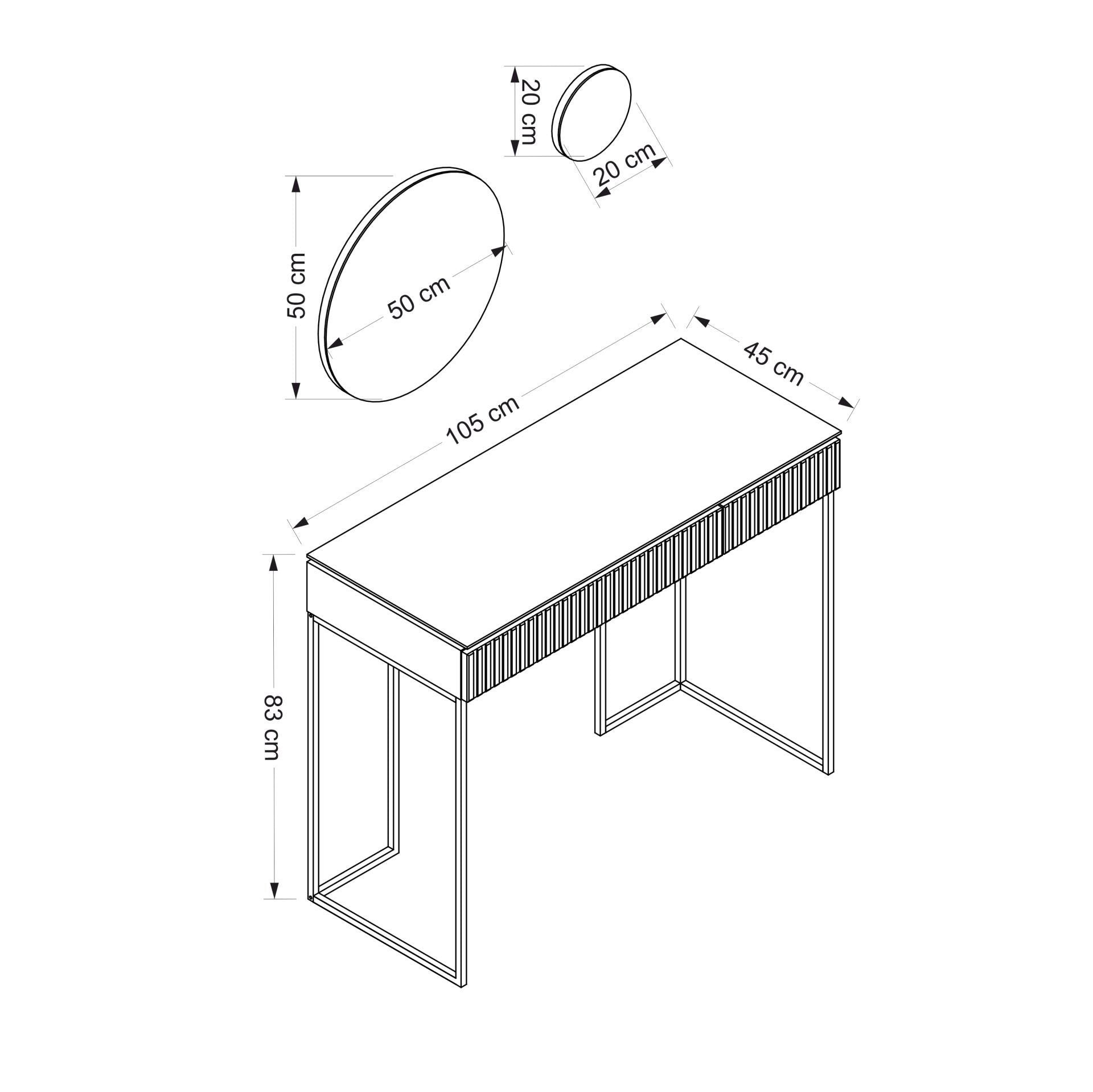 Console moderne 2 tiroirs avec 2 miroirs Tokel L105cm Anthracite