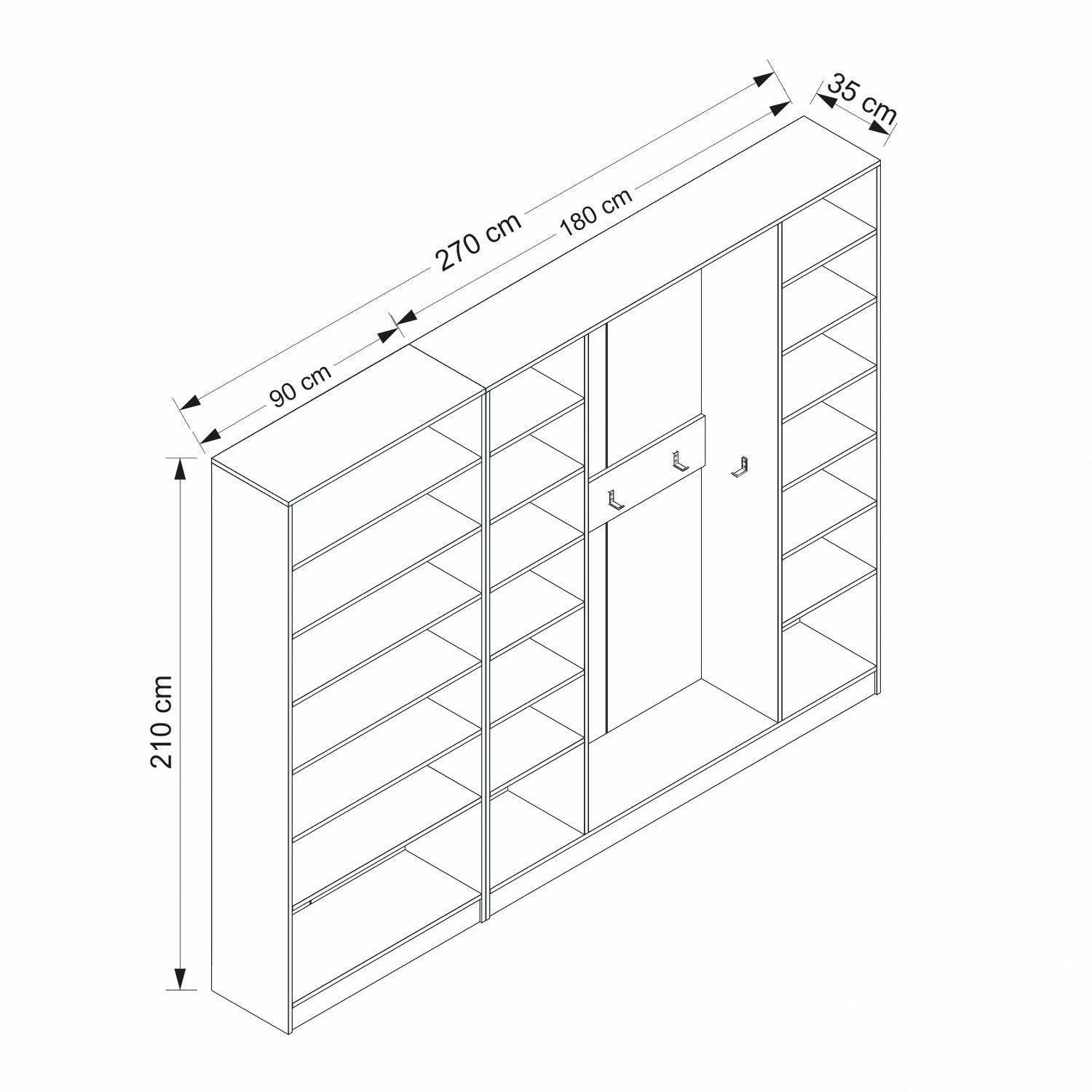 Placard d'entrée ouvert moderne 10 patères Antipax L270xH210cm Blanc