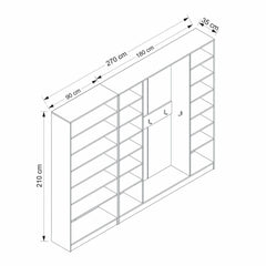 Placard d'entrée ouvert moderne 10 patères Antipax L270xH210cm Blanc