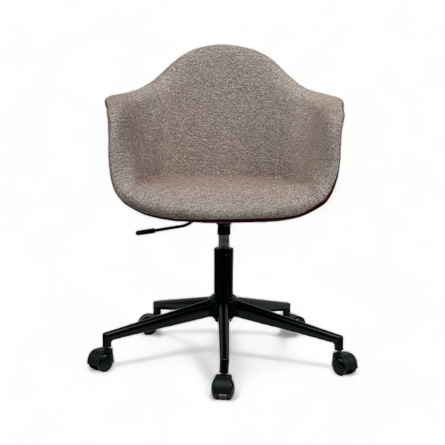 Fauteuil de bureau pivotant ajustable en hauteur Diano Tissu Beige, Effet simili Bordeaux et Métal Noir