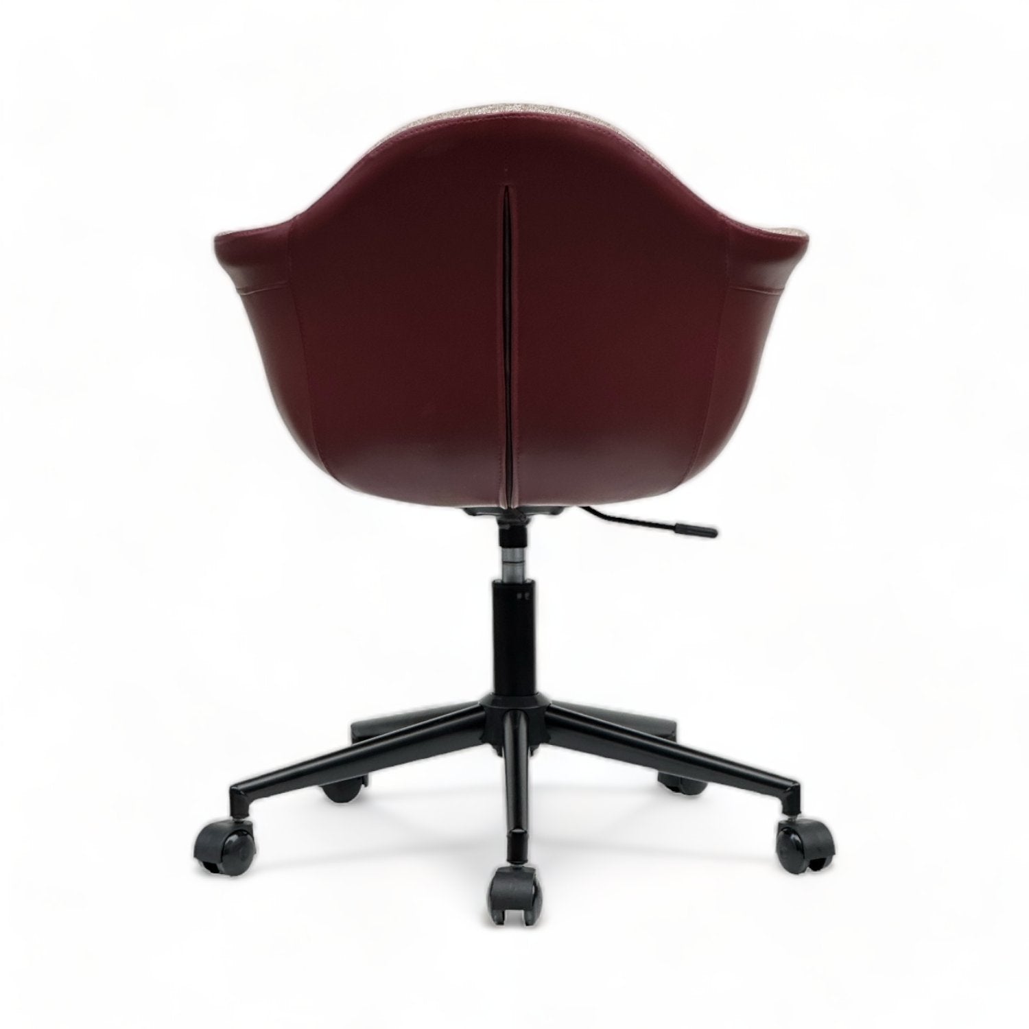 Fauteuil de bureau pivotant ajustable en hauteur Diano Tissu Beige, Effet simili Bordeaux et Métal Noir