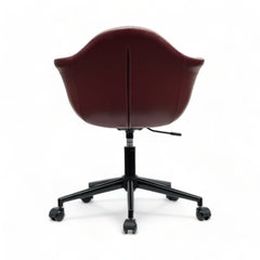 Fauteuil de bureau pivotant ajustable en hauteur Diano Tissu Beige, Effet simili Bordeaux et Métal Noir