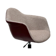 Fauteuil de bureau pivotant ajustable en hauteur Diano Tissu Beige, Effet simili Bordeaux et Métal Noir