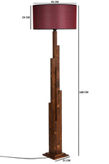 Lampadaire Abies H168cm Métal Effet Bois clair et Tissu Bordeaux