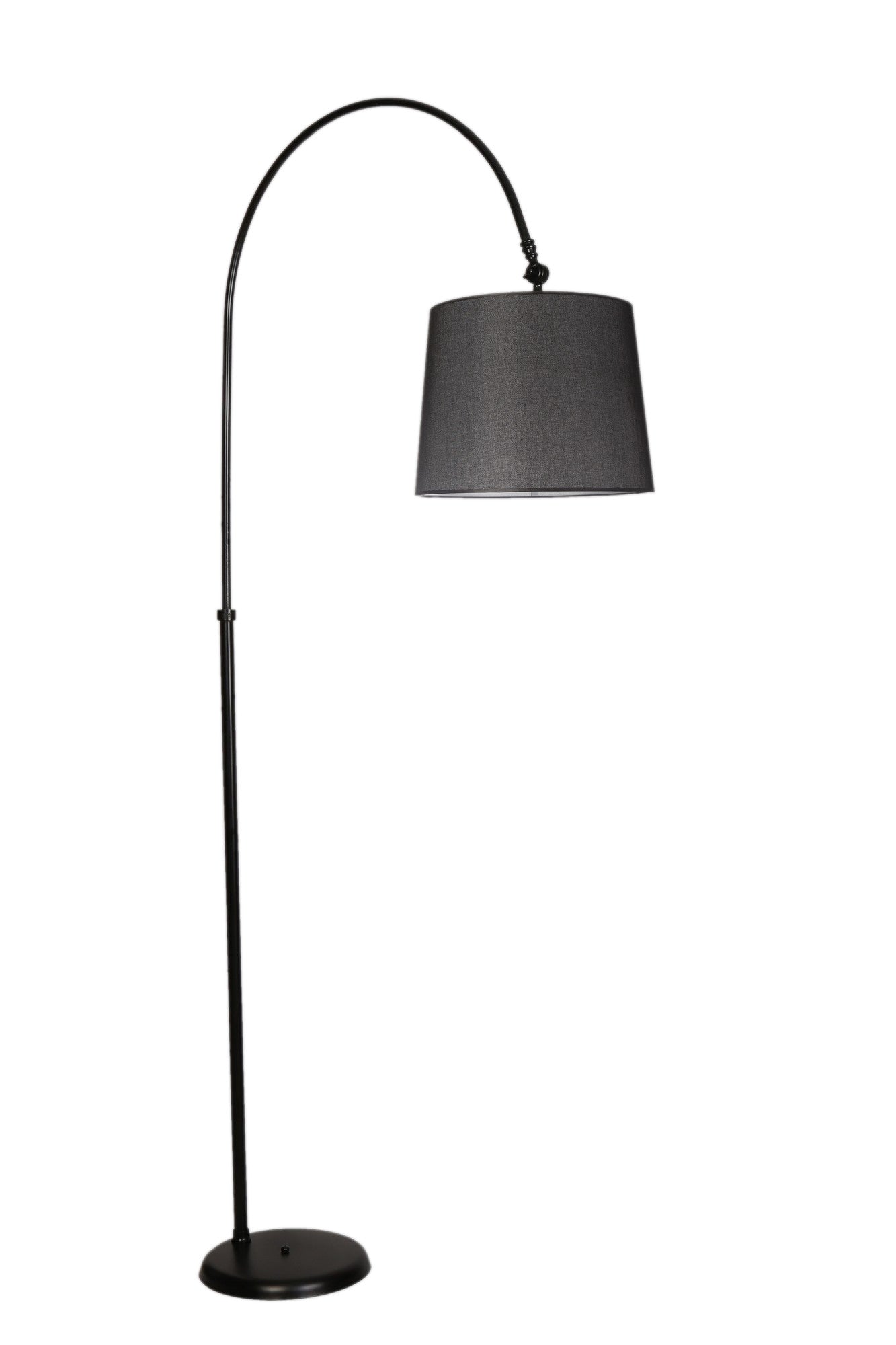 Lampadaire télescopique réglable Huib H200cm Tissu et Métal Noir