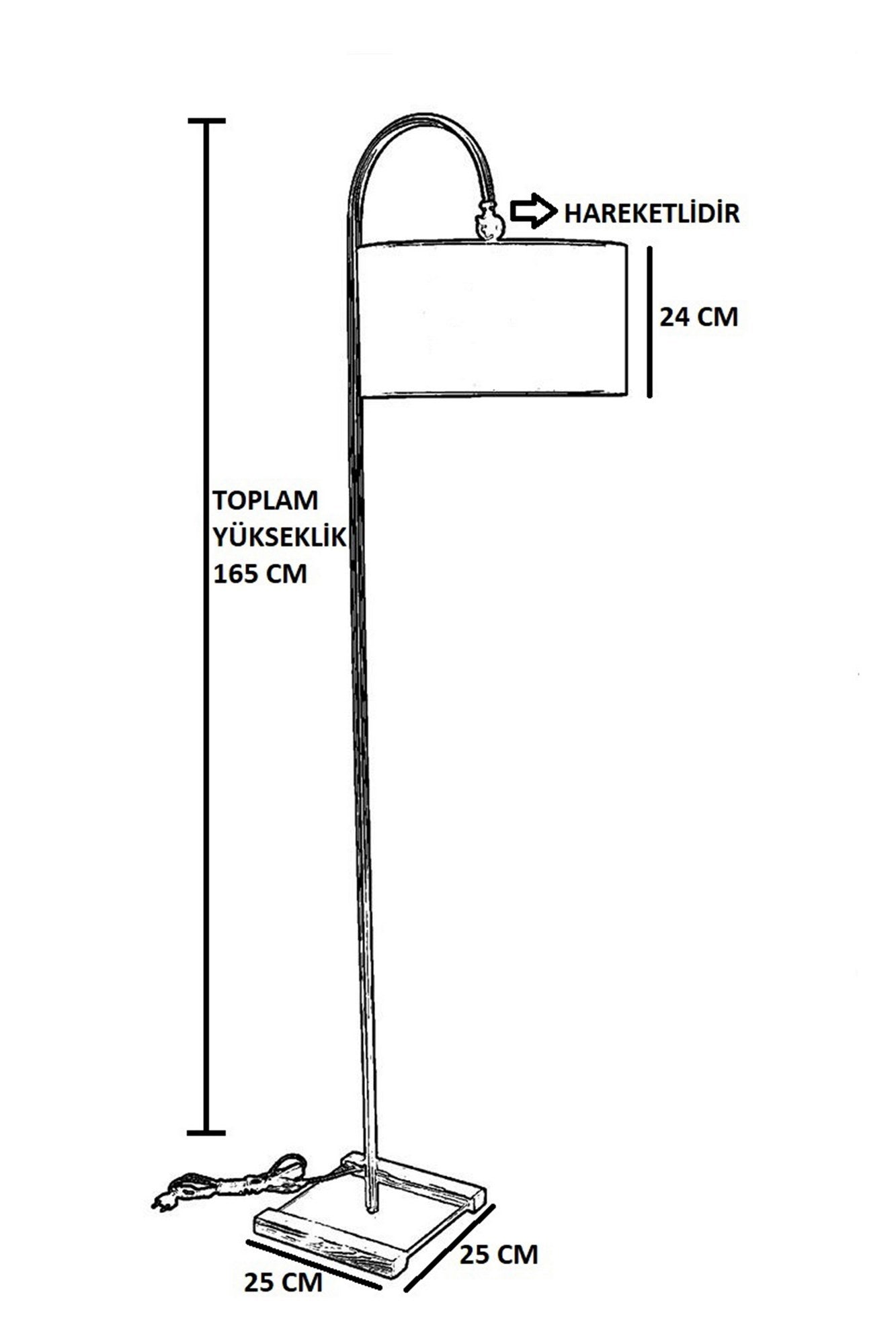 Lampadaire en cloche Noah H165cm Métal Or et Tissu Beige