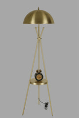 Lampadaire trépied design Champignon avec table d'appoint intégrée Thomas H165cm Métal Or