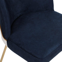 Lot de 2 chaises design Kymish Métal Or et Velours Bleu foncé