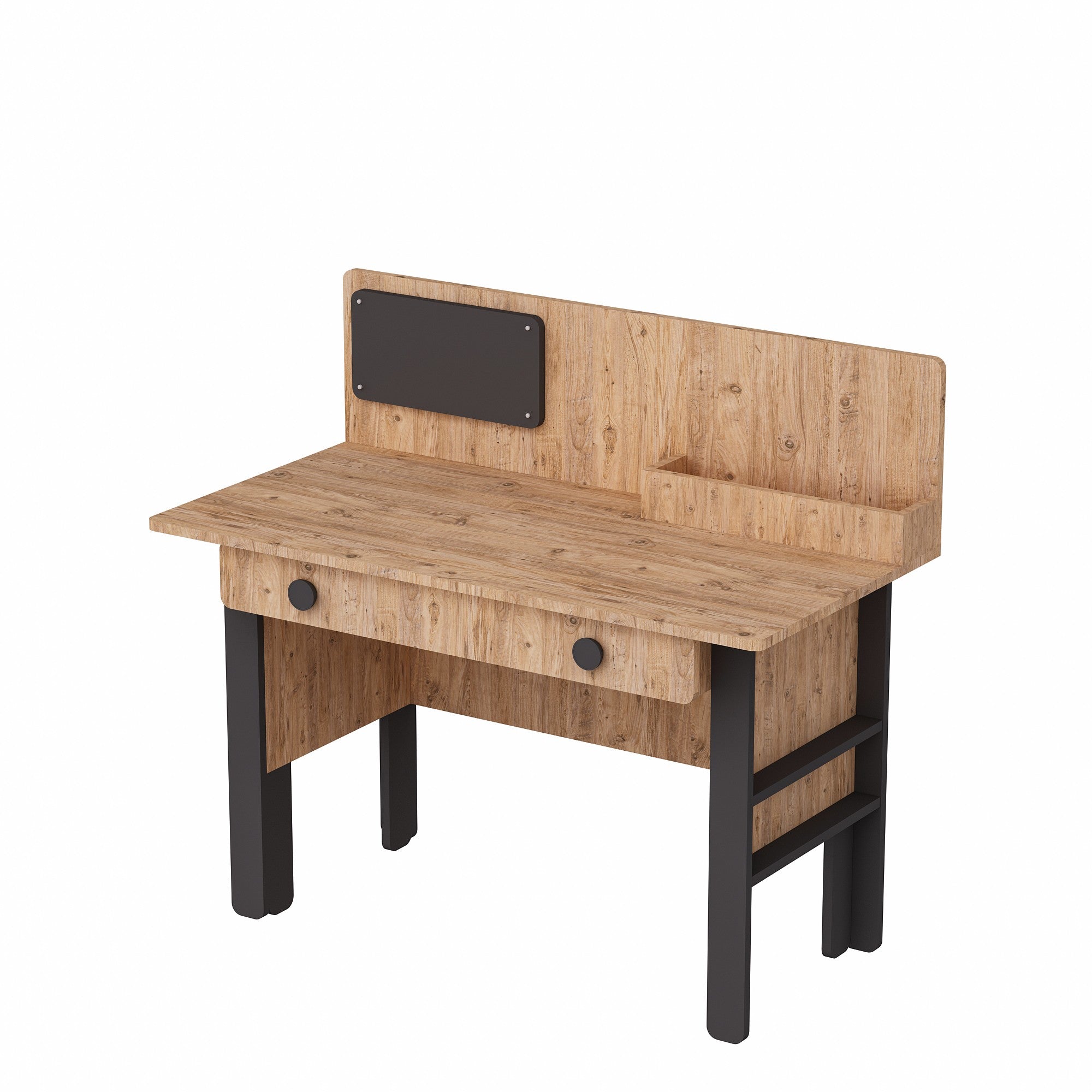 Bureau avec tiroir Donall L120cm Bois naturel et Anthracite