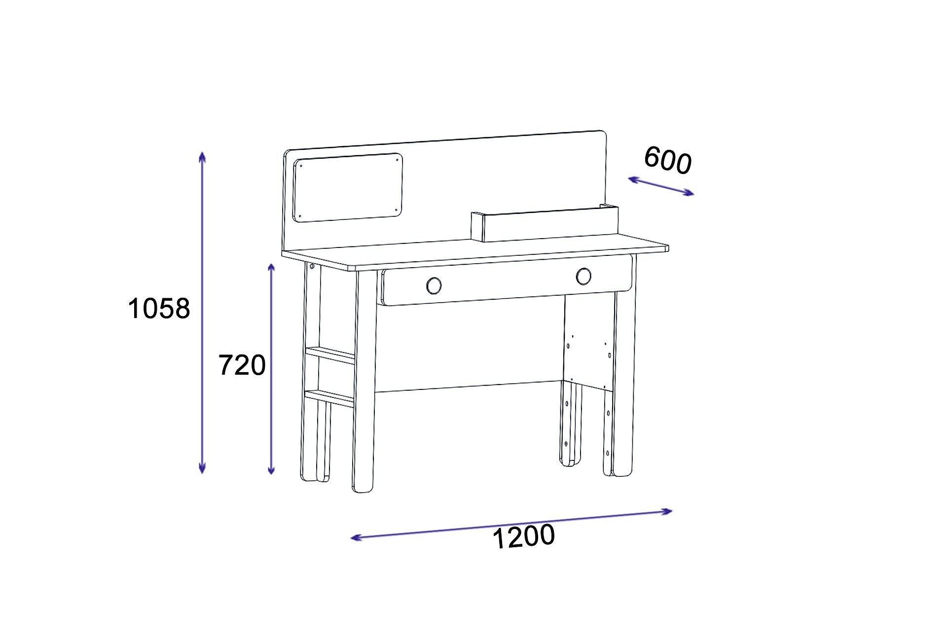 Bureau avec tiroir Donall L120cm Bois naturel et Anthracite