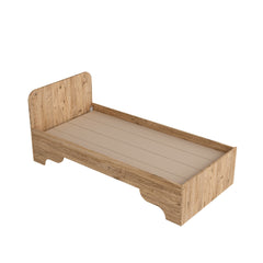 Lit simple pour enfant Dany 90x190cm Bois clair Beige