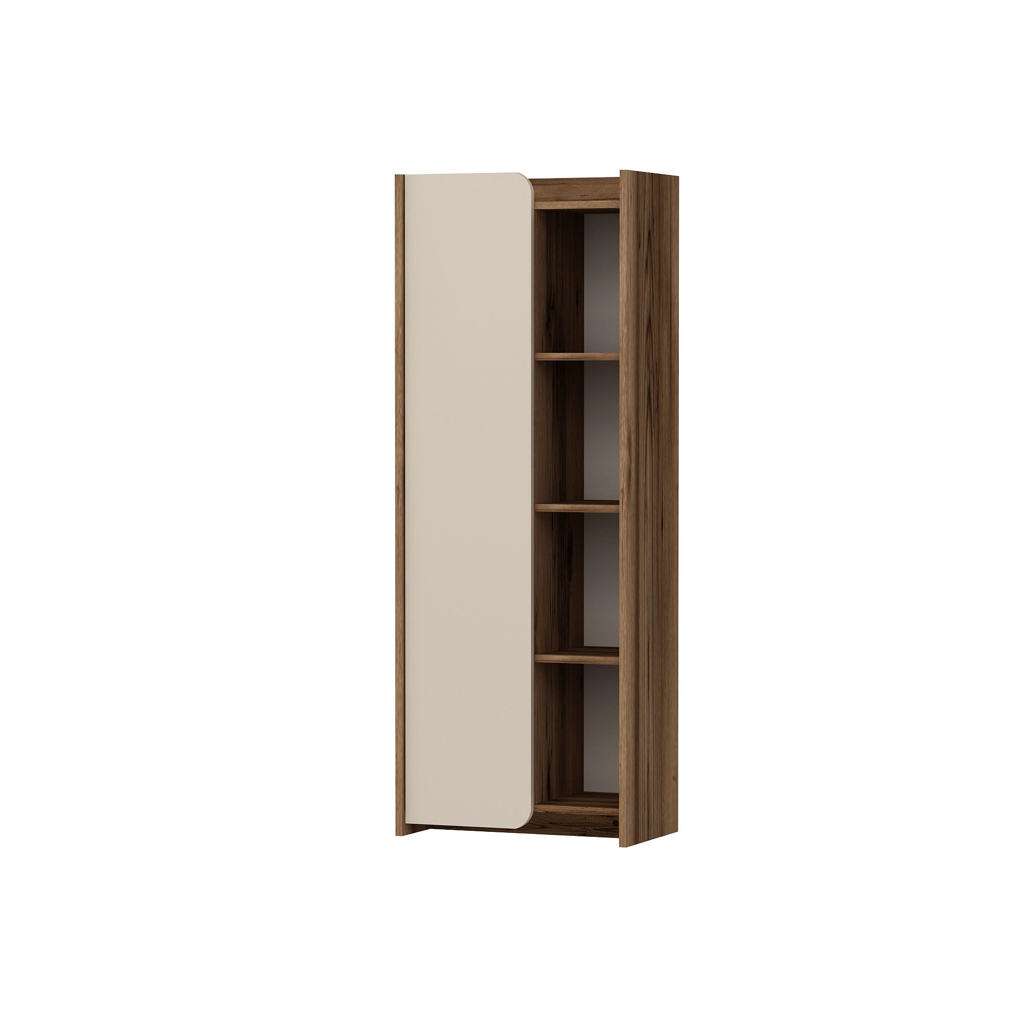 Étagère bibliothèque à porte battante Maritta L60cm Bois clair et Beige