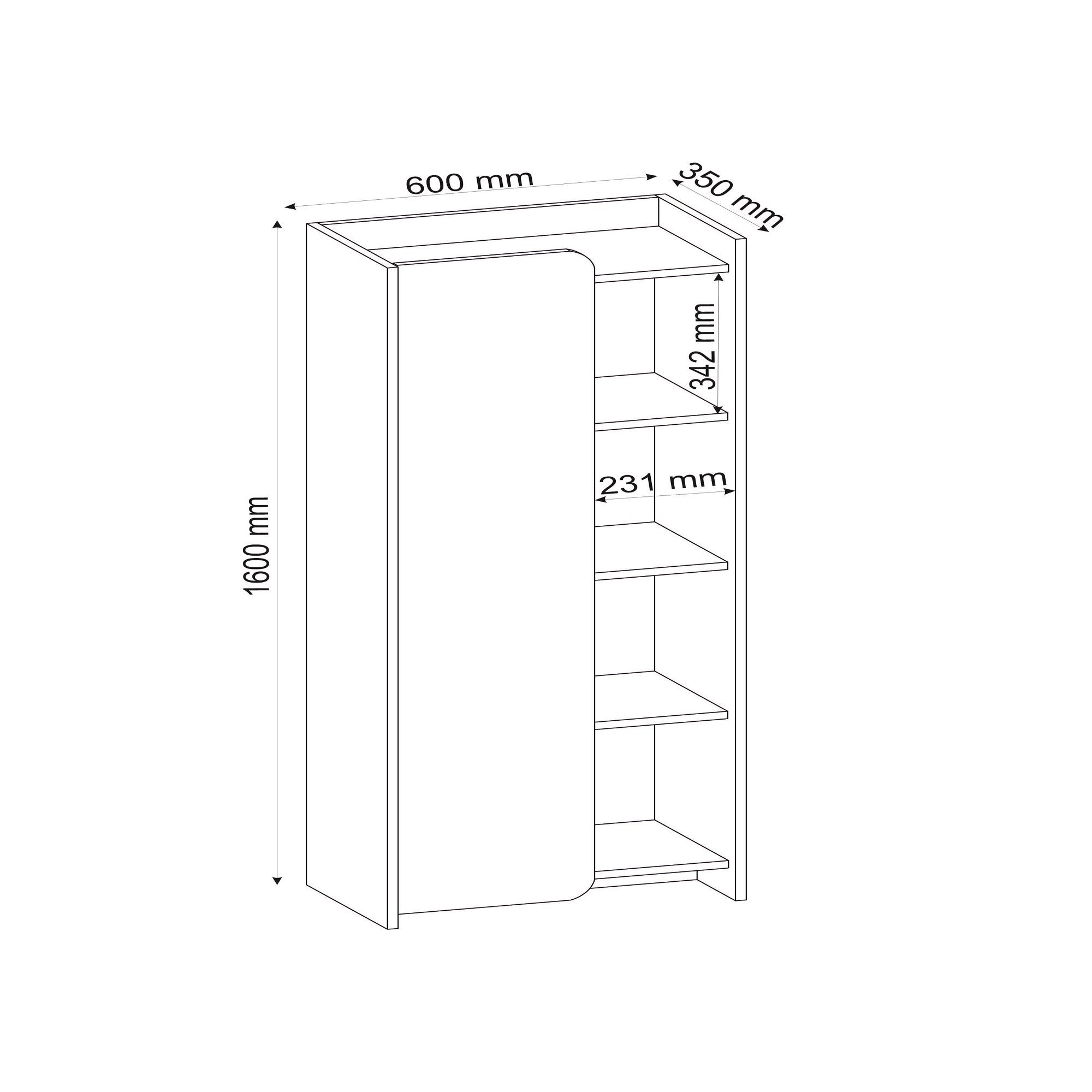 Étagère bibliothèque à porte battante Maritta L60cm Bois clair et Beige