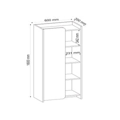 Étagère bibliothèque à porte battante Maritta L60cm Bois clair et Beige