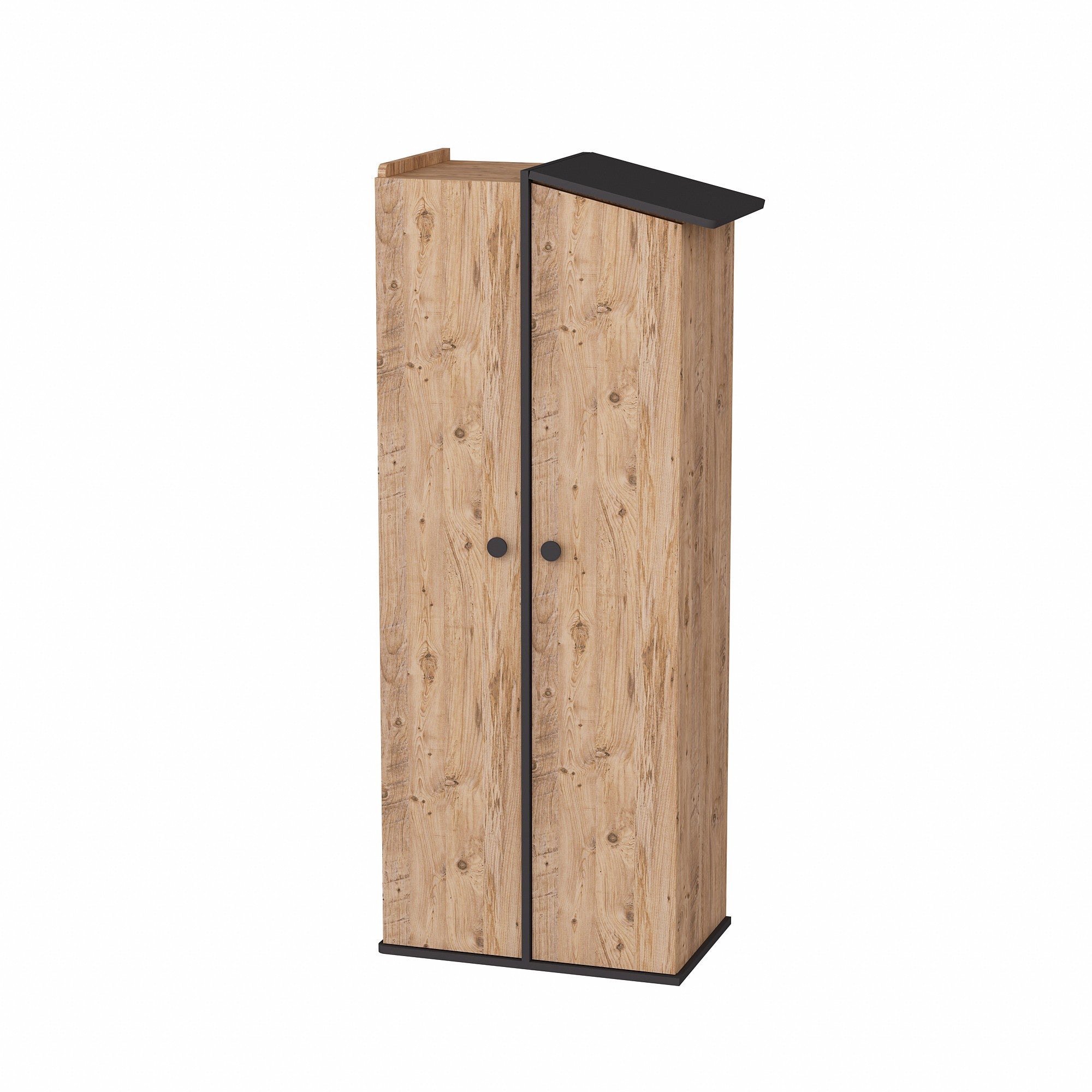 Armoire avec 2 portes Donall L72cm Bois naturel et Anthracite