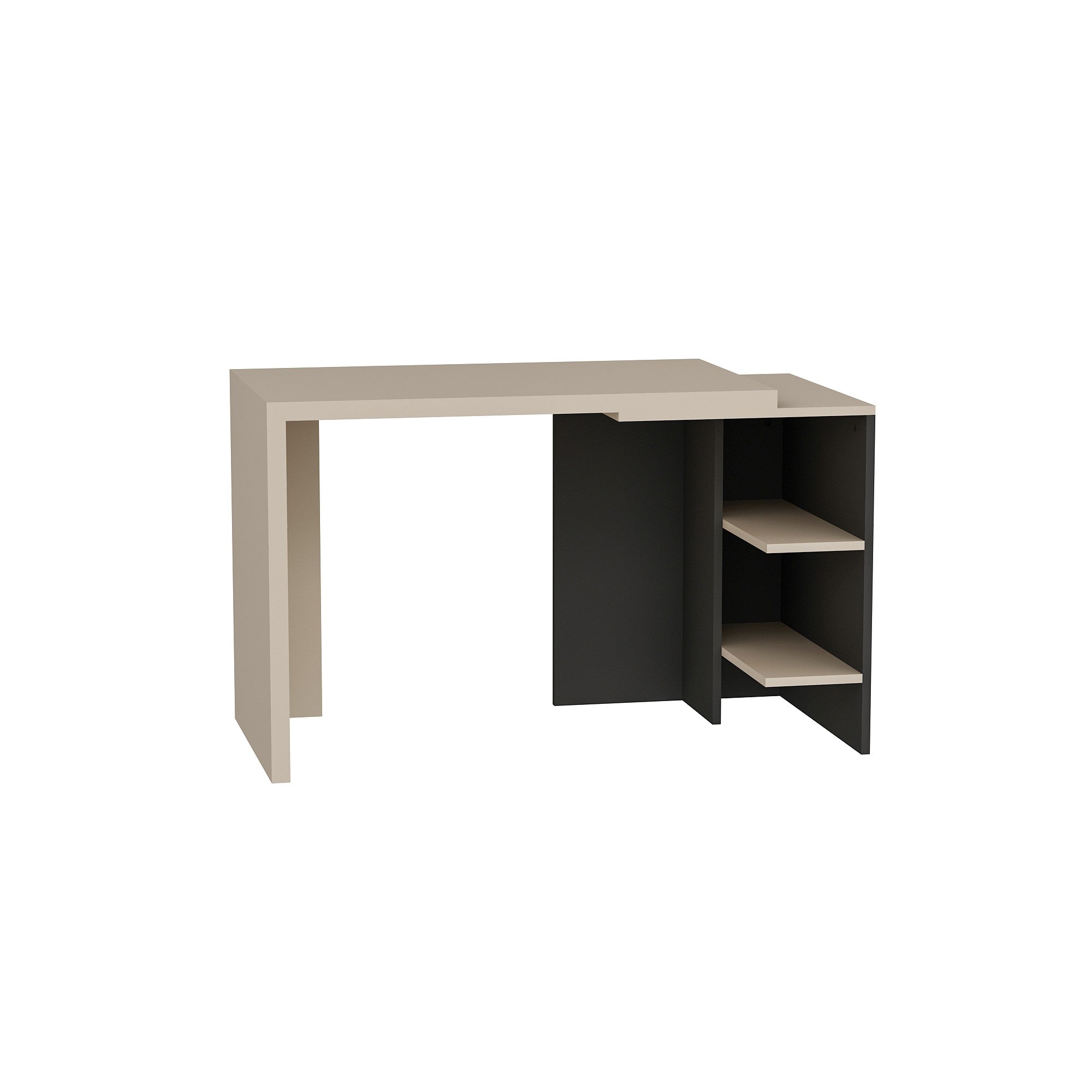 Bureau avec plateau extensible Franky L120cm Bois Beige et Anthracite