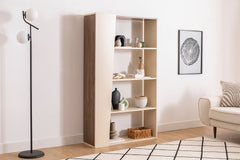 Étagère bibliothèque style scandinave Lyria L100cm Bois foncé et Beige