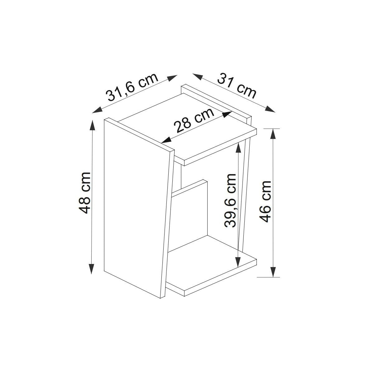 Table d'appoint design avec rangement Essas L31,6xH46cm Beige Bois clair