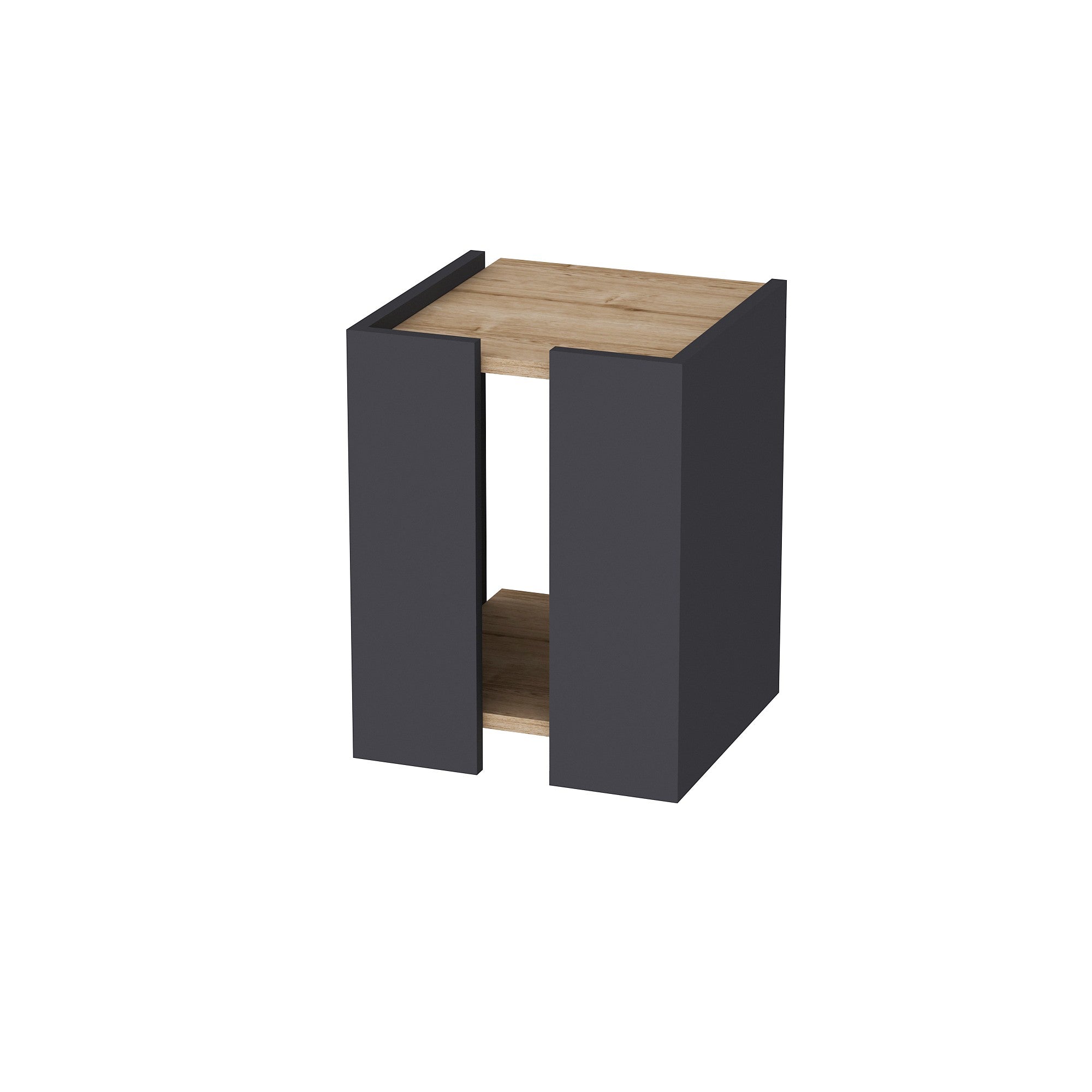 Table d'appoint design avec rangement Varrio L38,6xH48cm Anthracite et Bois clair