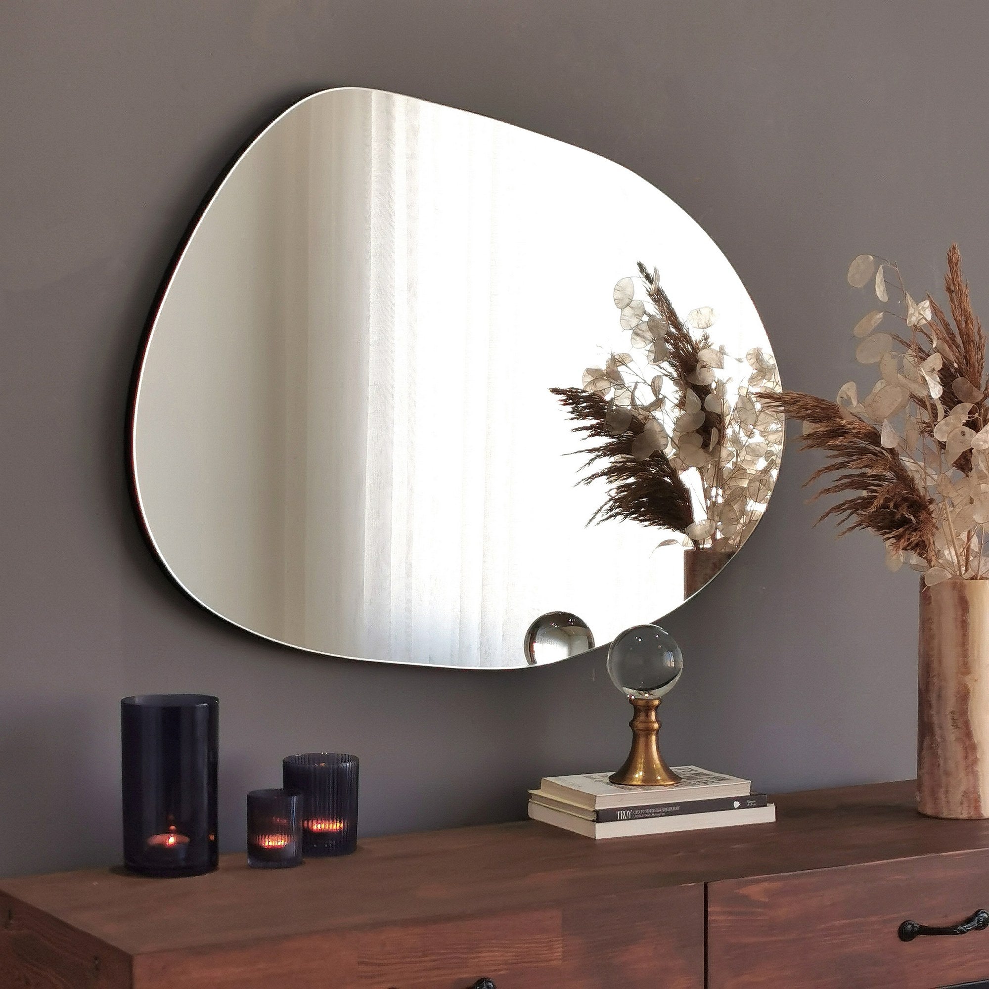 Miroir décoratif Mythia 55x75cm Verre et Bois Noir