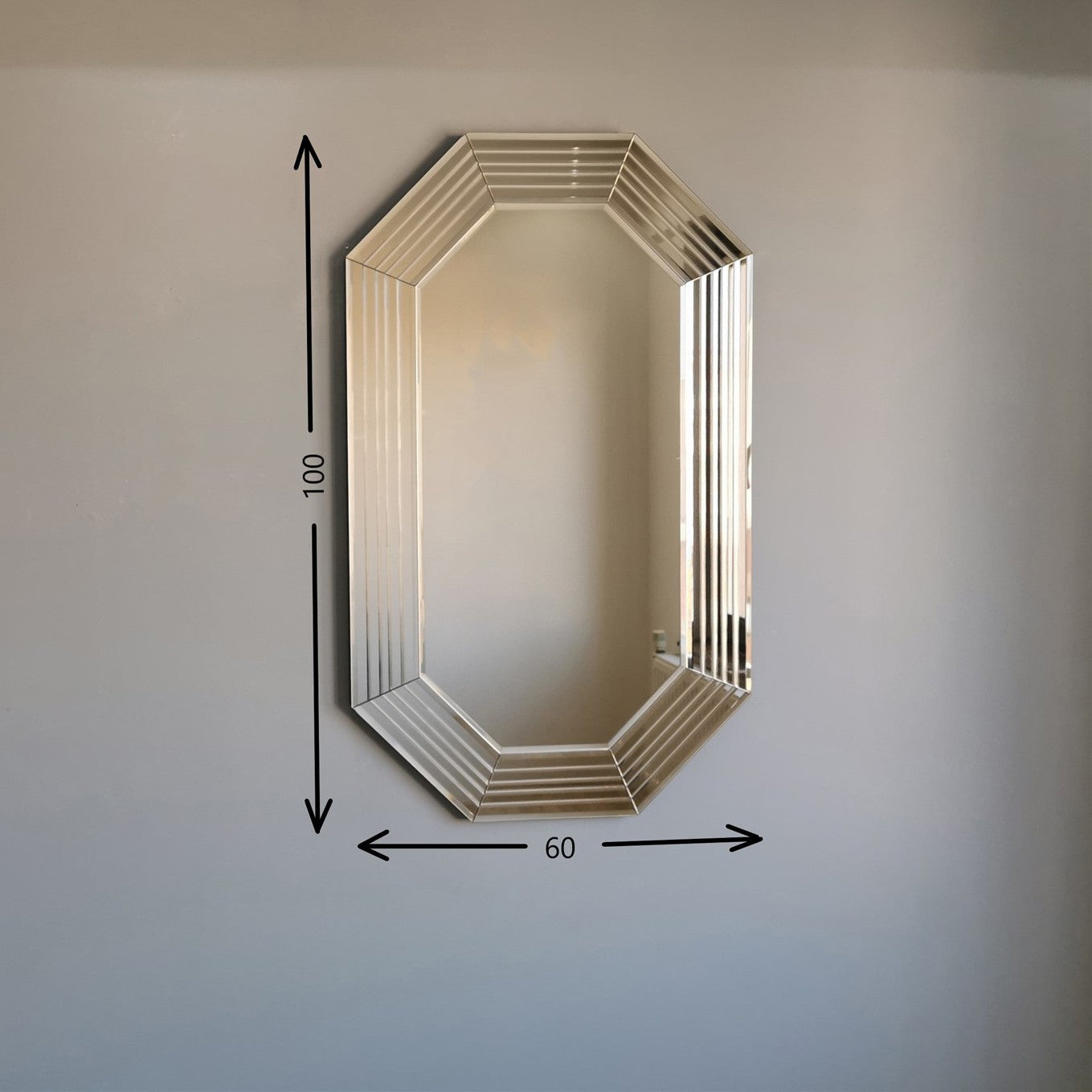 Miroir décoratif hexagone Beketa 100x60cm Verre Trempé Bronze