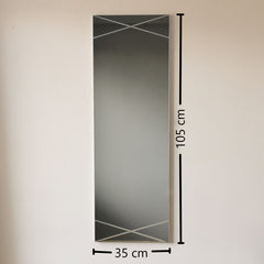 Miroir décoratif Magsonne L35xH105cm Motif Linges croisés Argent