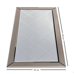 Miroir décoratif Lyame L65xH130cm Verre Motif Losange Argent