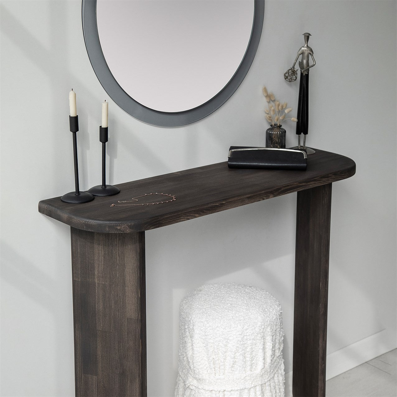 Console moderne Ikram L100cm Bois massif Anthracite