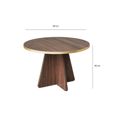 Table basse Ralia D60cm Bois foncé et Or