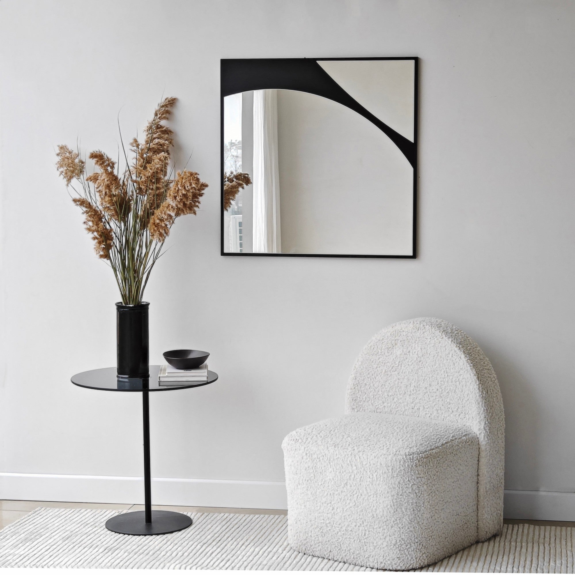 Miroir décoratif carré Delisha L70xH70cm Bois Noir