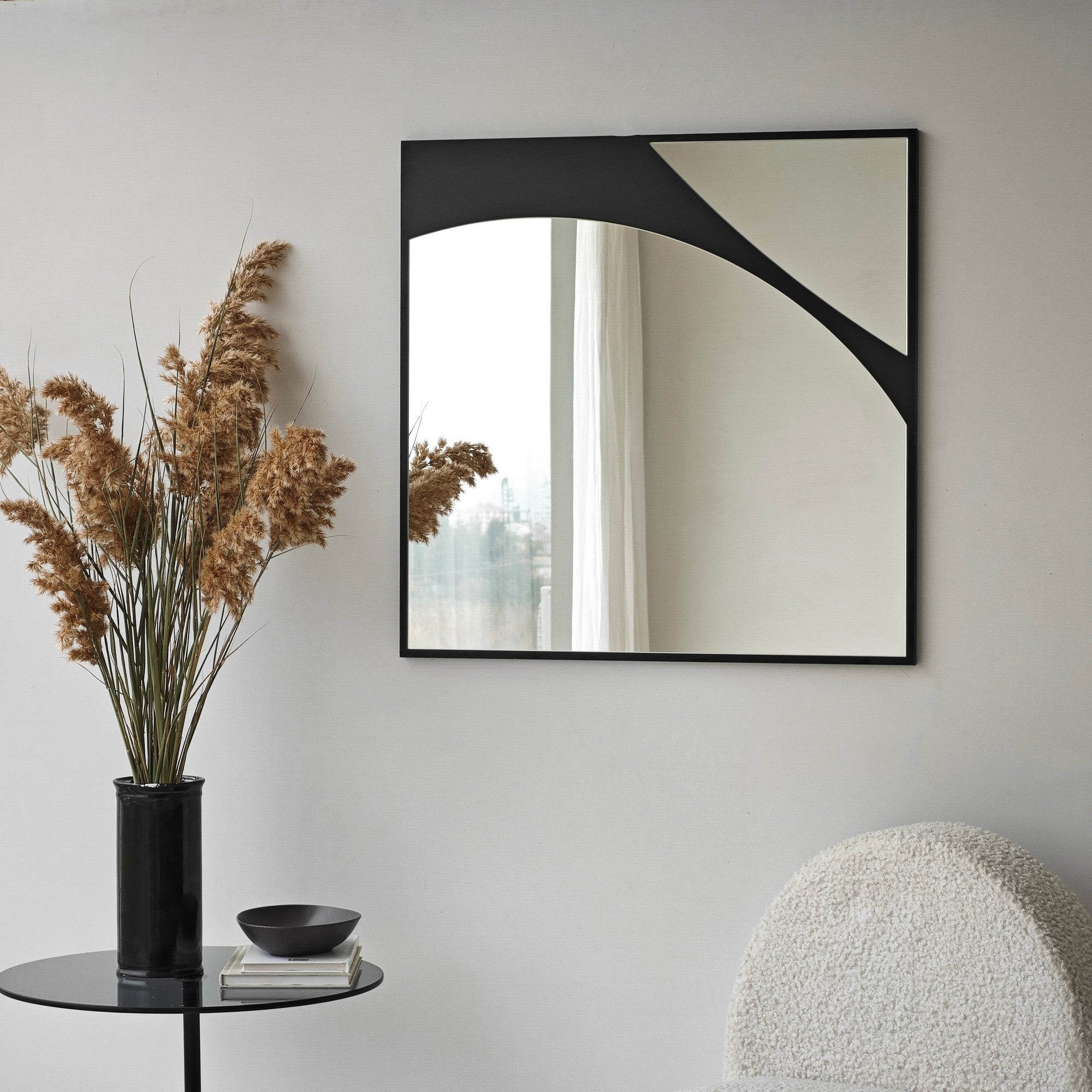 Miroir décoratif carré Delisha L70xH70cm Bois Noir