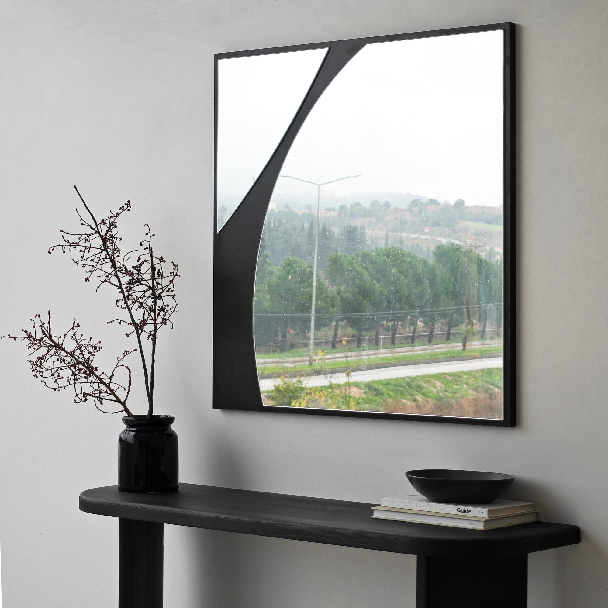 Miroir décoratif carré Delisha L70xH70cm Bois Noir