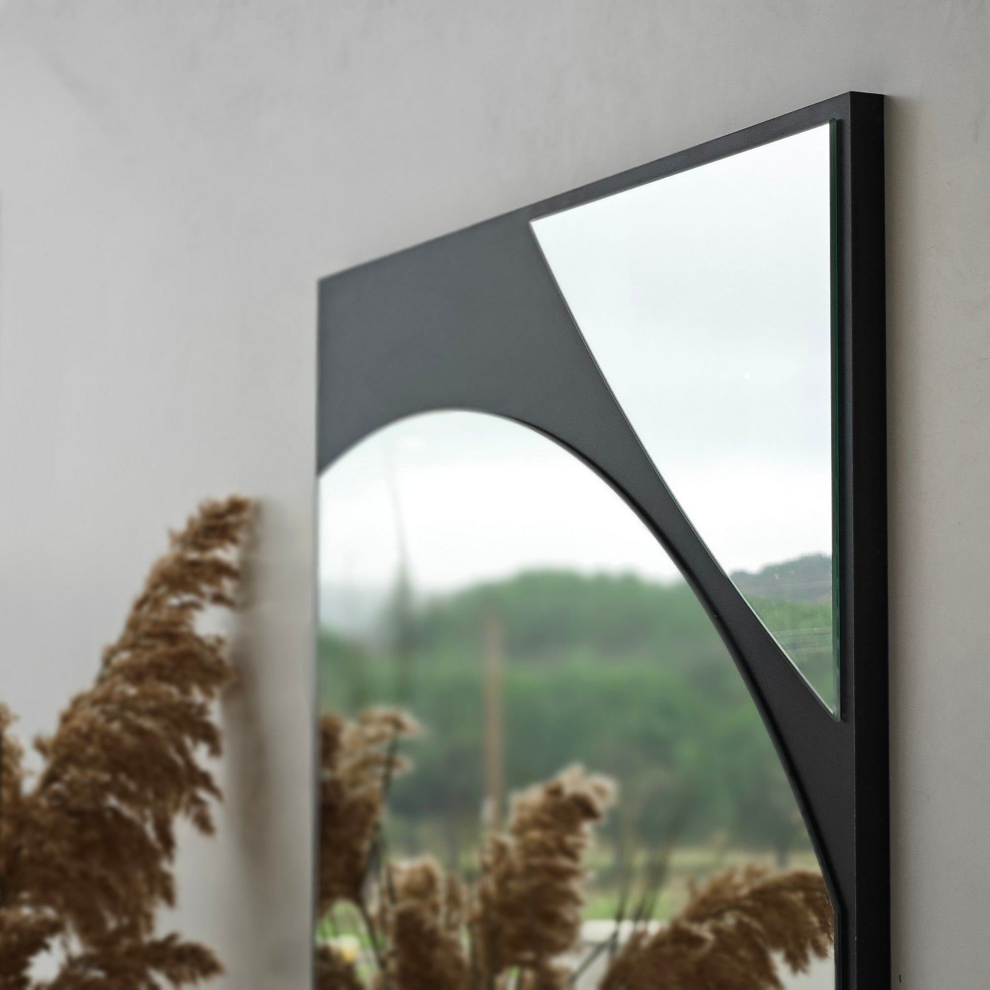 Miroir décoratif carré Delisha L70xH70cm Bois Noir