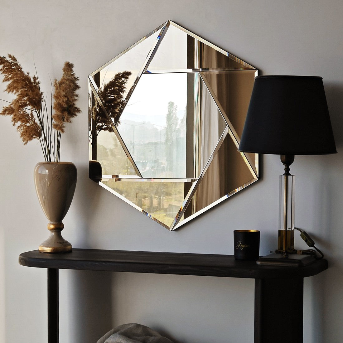 Miroir décoratif hexagone Alcot L60xH70cm Bronze