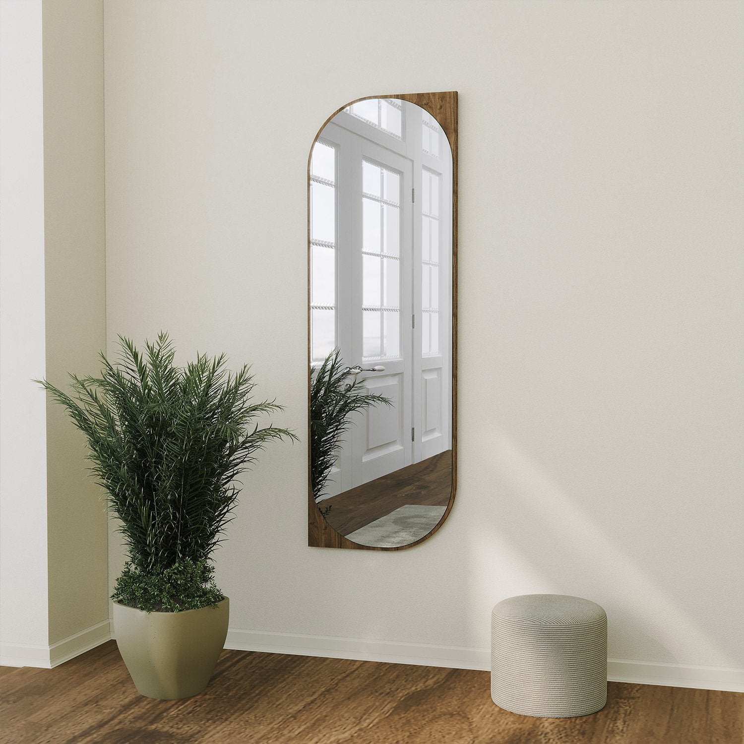 Miroir design Ella L152xH52cm Cadre bois foncé