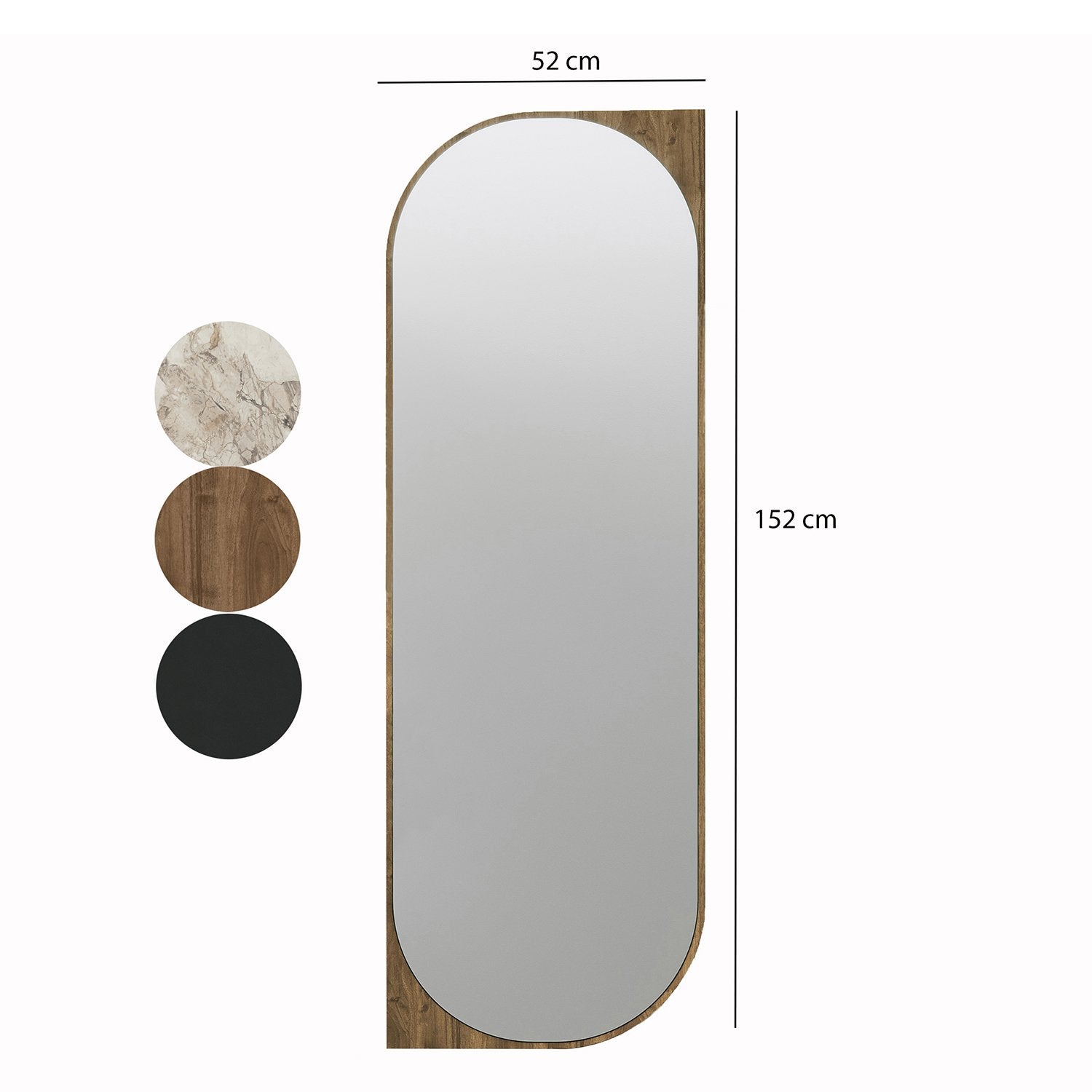 Miroir design Ella L152xH52cm Cadre bois foncé