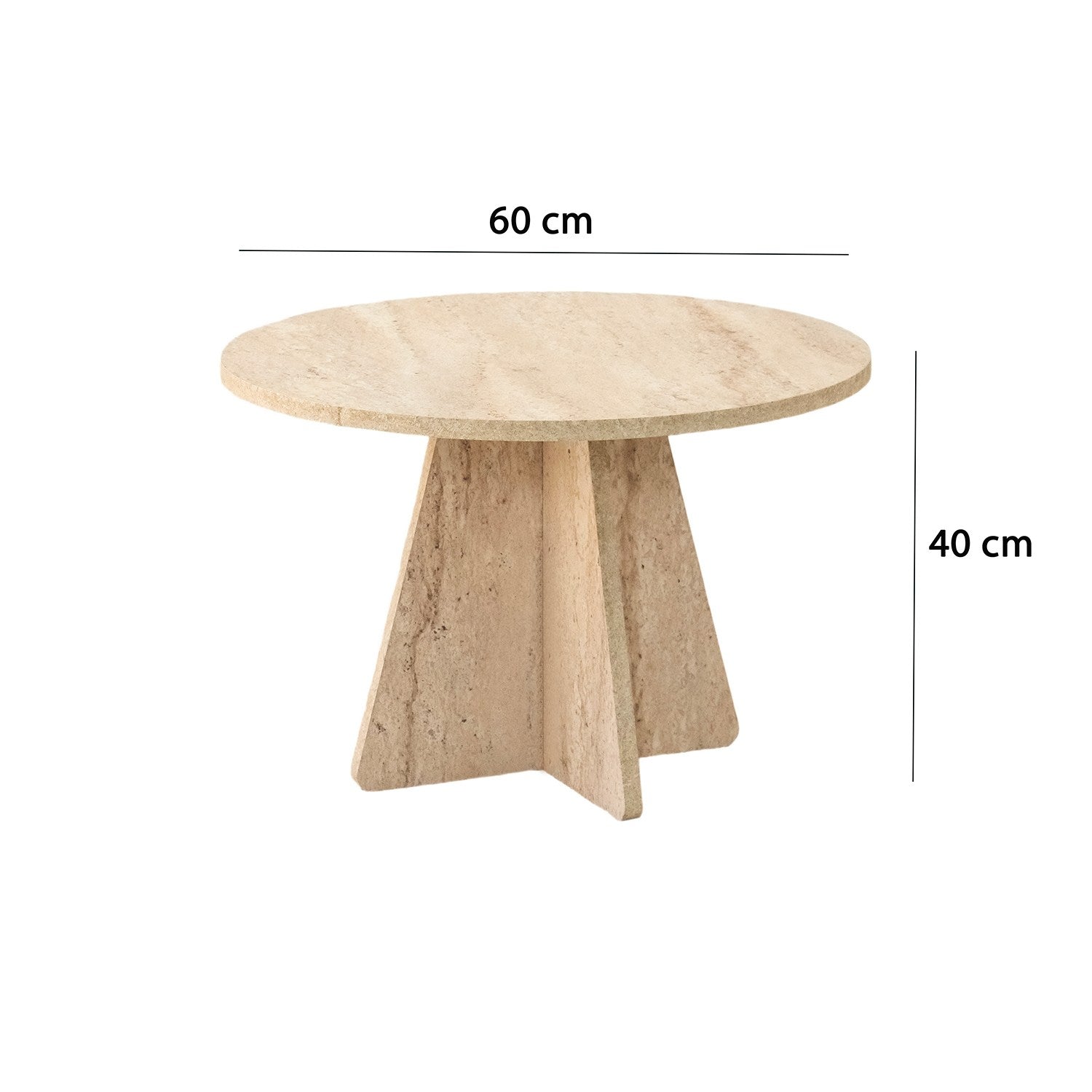 Table basse design Fungi D60cm Effet travertin Beige