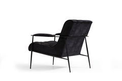 Fauteuil avec accoudoirs style moderne Adel Tissu et Métal Noir