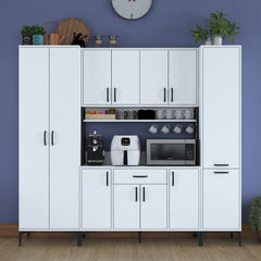 Buffet de cuisine 12 portes, étagère et tiroir Ariane L220cm Blanc