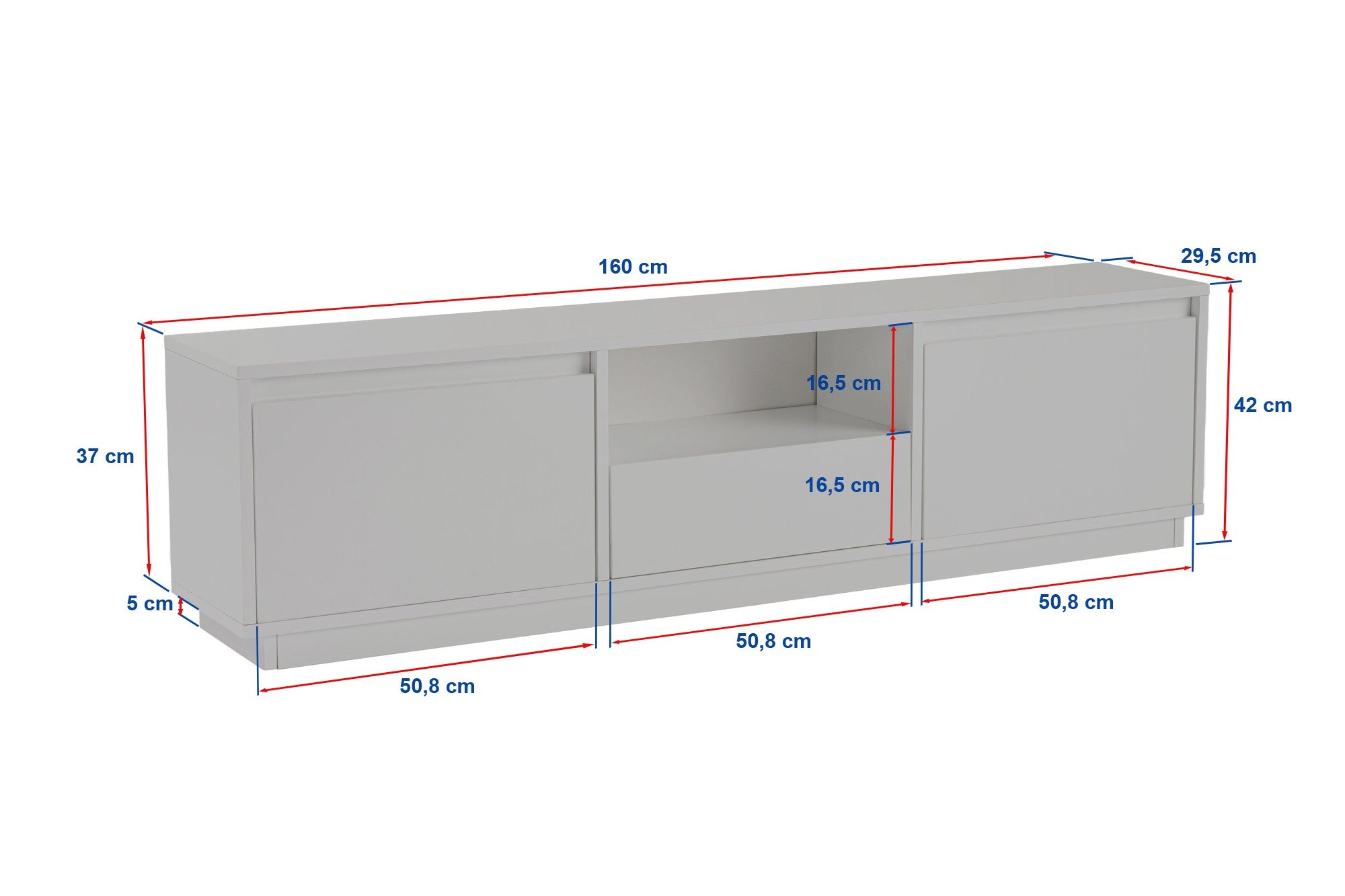 Meuble tv moderne 3 portes basculantes Diazon L160cm Bois clair