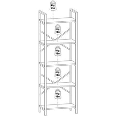 Étagère bibliothèque Palza L60xH180cm Bois clair et Métal Noir