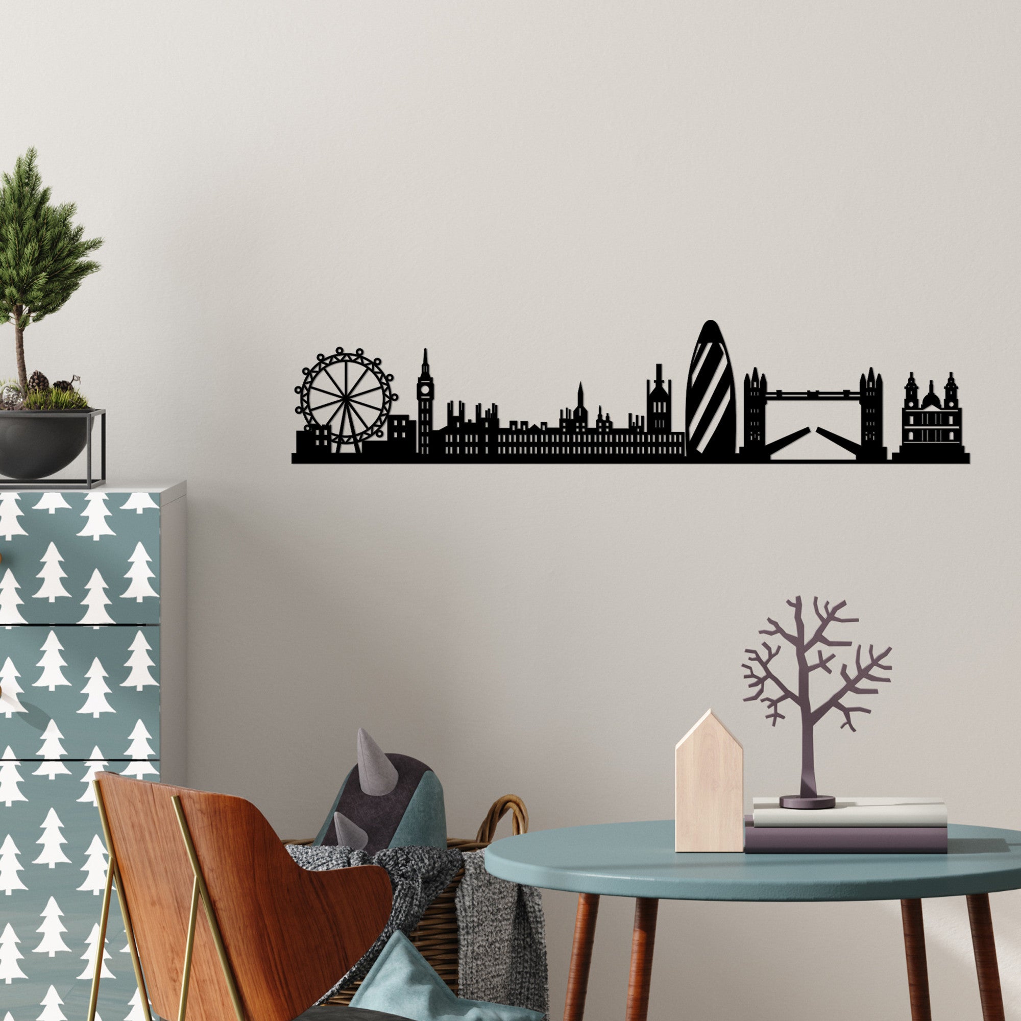 Décoration murale monuments londoniens Austin L120xH26cm Métal Noir