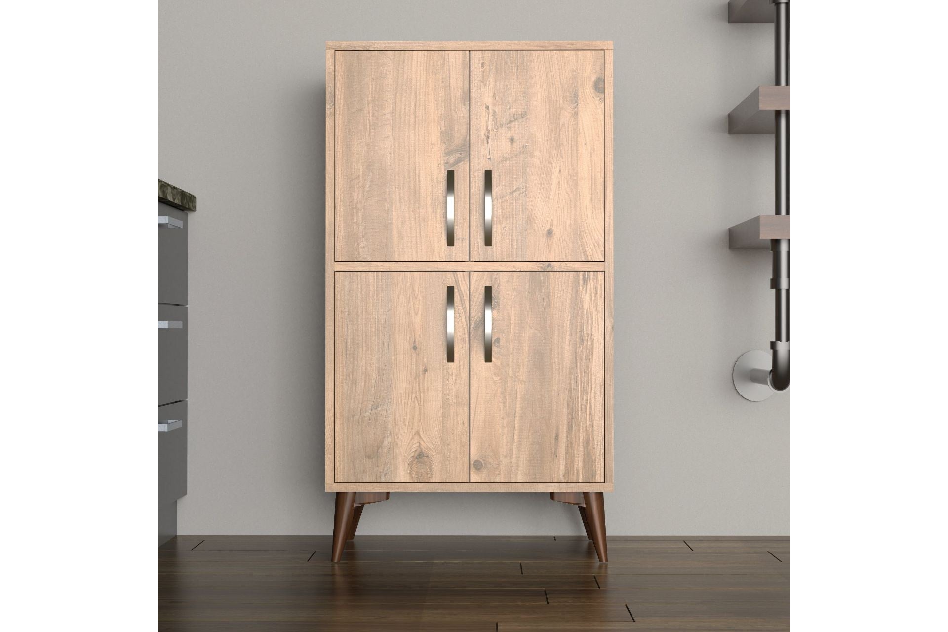 Buffet moderne 4 portes Kero L60cm Bois clair 